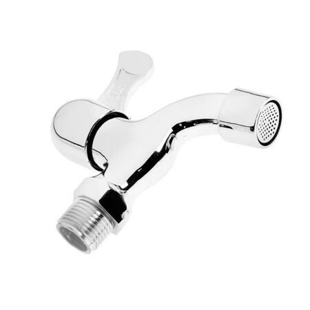 Кран водоразборный 1/2" ZEIN Z17, с плоской ручкой, с аэратором, PP, кран-букса, хром